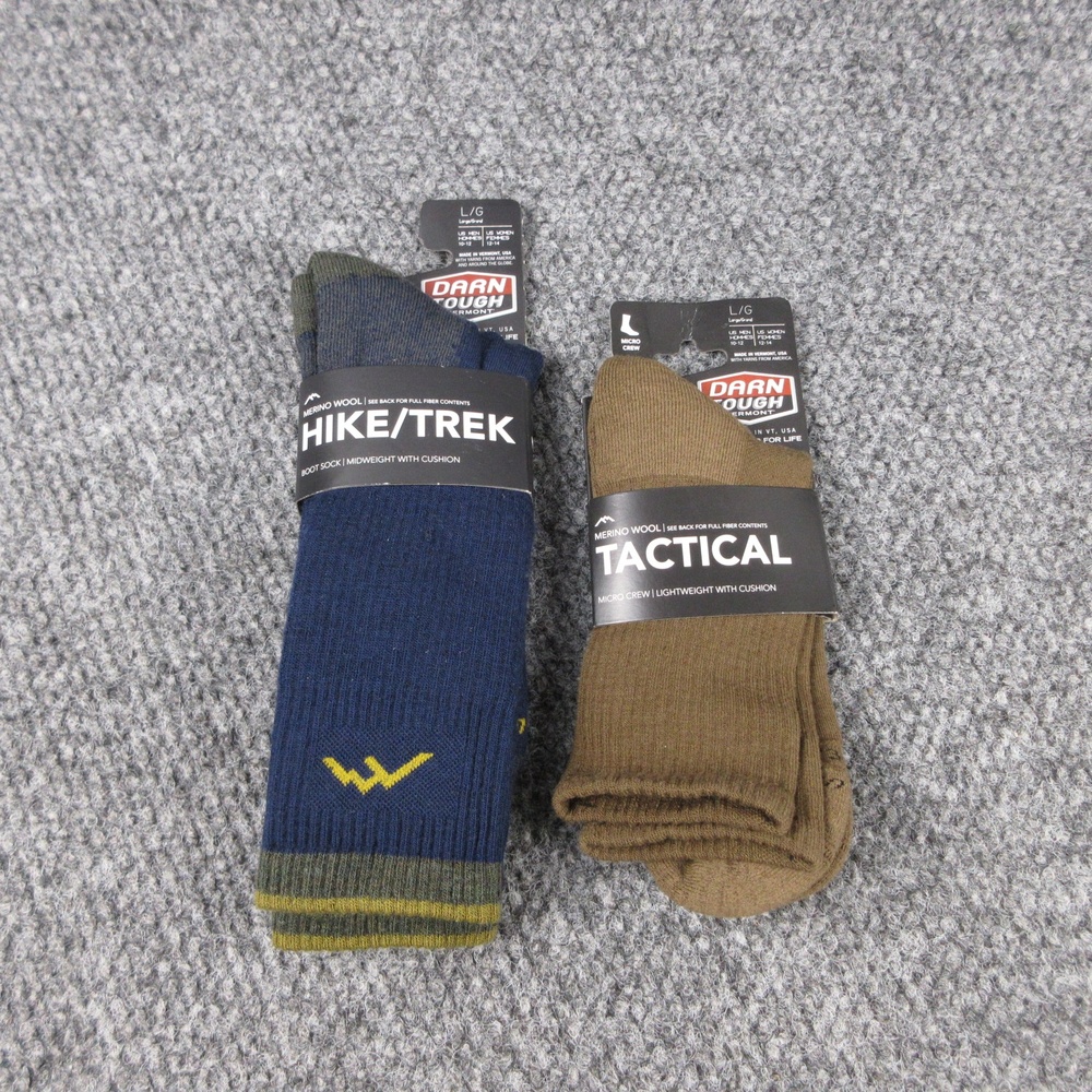 Darn Tough Socks Mens L Multicolor Merino Mid Calf Cushioned Hike/Trek 2 Pk NWT